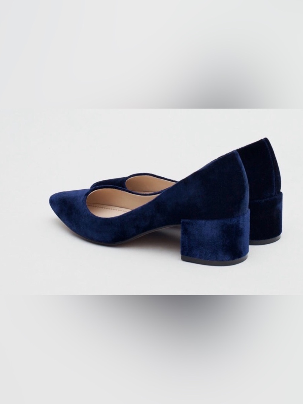 Zara Blue Velvet Pointed toe heels - Picture 2 of 7